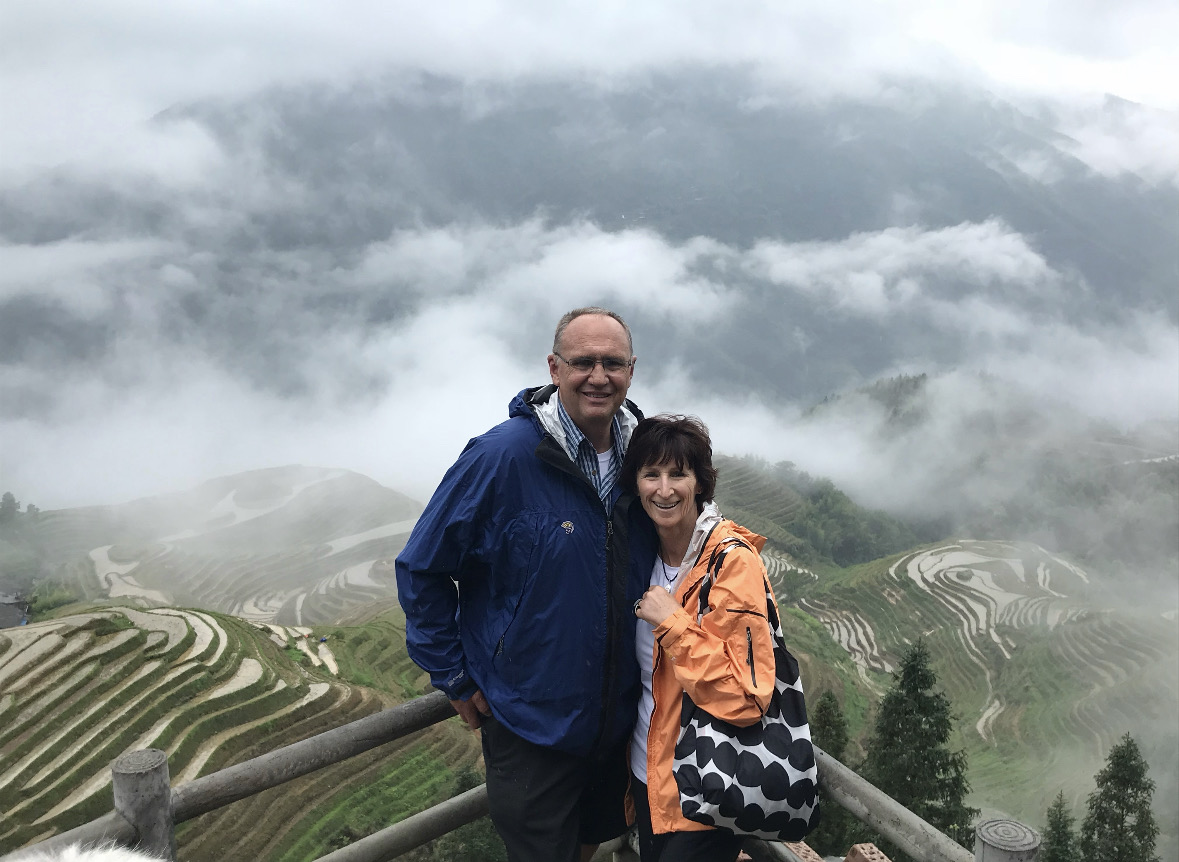 Karl and Kathy at the Longji rice terraces, China.